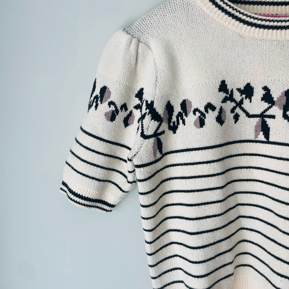 THML Anthropologie Ivory and Black Floral Sweater - Picture 2 of 6